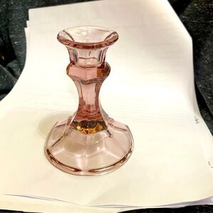 VINTAGE 1960’s - 80’s LIGHT PINK/LAVENDER GLASS CANDLE HOLDER
